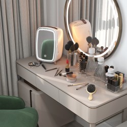 Minijääkaappi kosmetiikalle, juomille ja välipaloille, peilillä ja LED-valaistuksella, 6 l, valkoinen