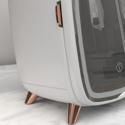 Minijääkaappi kosmetiikalle, juomille ja välipaloille, peilillä ja LED-valaistuksella, 6 l, valkoinen