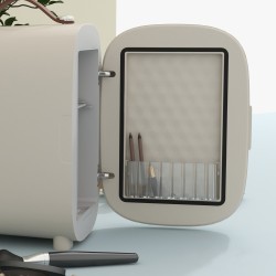 Minijääkaappi kosmetiikalle, kylmä- ja lämmitintoiminto, 4 l, 20,3 x 26,3 x 28 cm, kermanvalkoinen