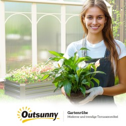 Kapea metallinen puutarhalaatikko / kasvatuslaatikko 240 x 60 x 30 cm, avoin pohja, tummanharmaa