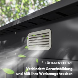 Teräksinen puutarhavaja ja varastovaja, tuplaovet, 249 x 121 x 166/183 cm, harmaa