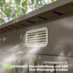 Metallinen pihavarasto puutarhatyökaluille 249 x 121 x 166/183 cm vaaleanharmaa