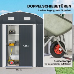 Pihavarasto metallinen galvanoitu teräs 238 x 132 x 198,5 cm tummanharmaa