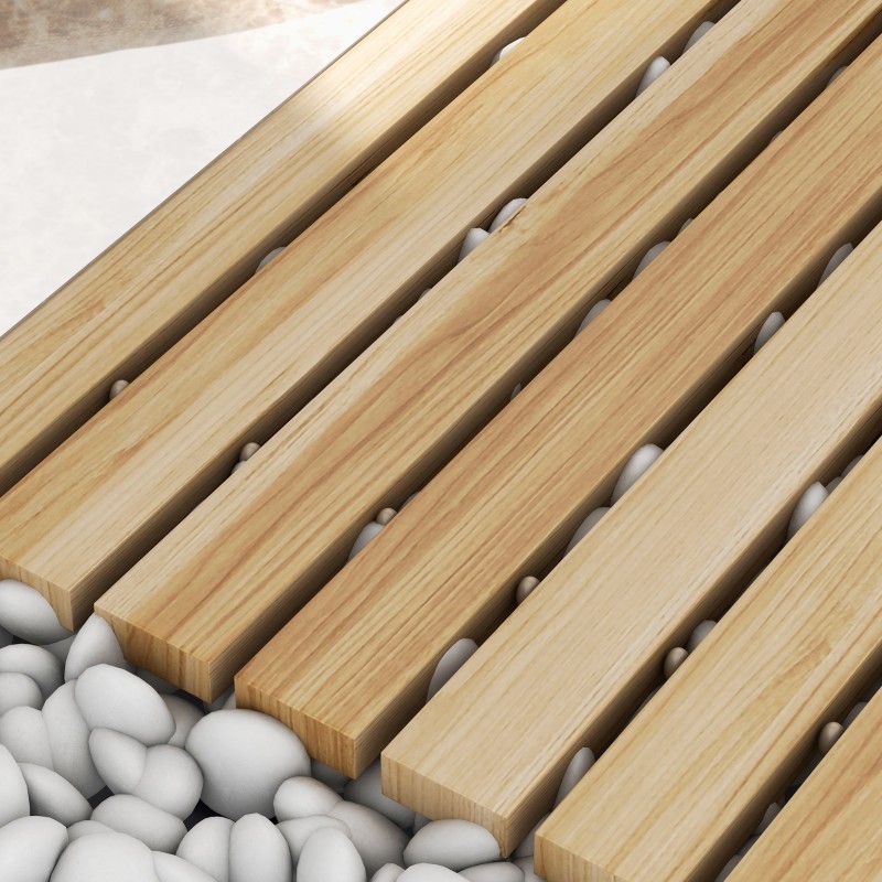 Rullattava puutarhapolku kuusipuuta 120 x 47 cm, luonnollinen puunsävy