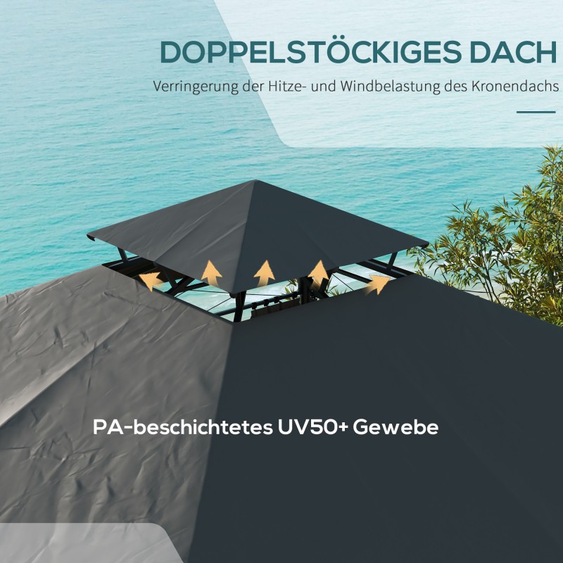 Puutarhapaviljonki / party teltta, metalli–polyesteri, 3 x 3 x 2,88 m, tummanharmaa