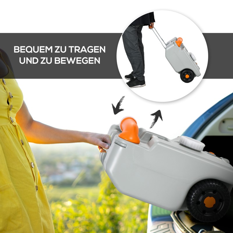 Harmaavesisäiliö matkailuautoon HDPE 22 l, pyörillä, harmaa