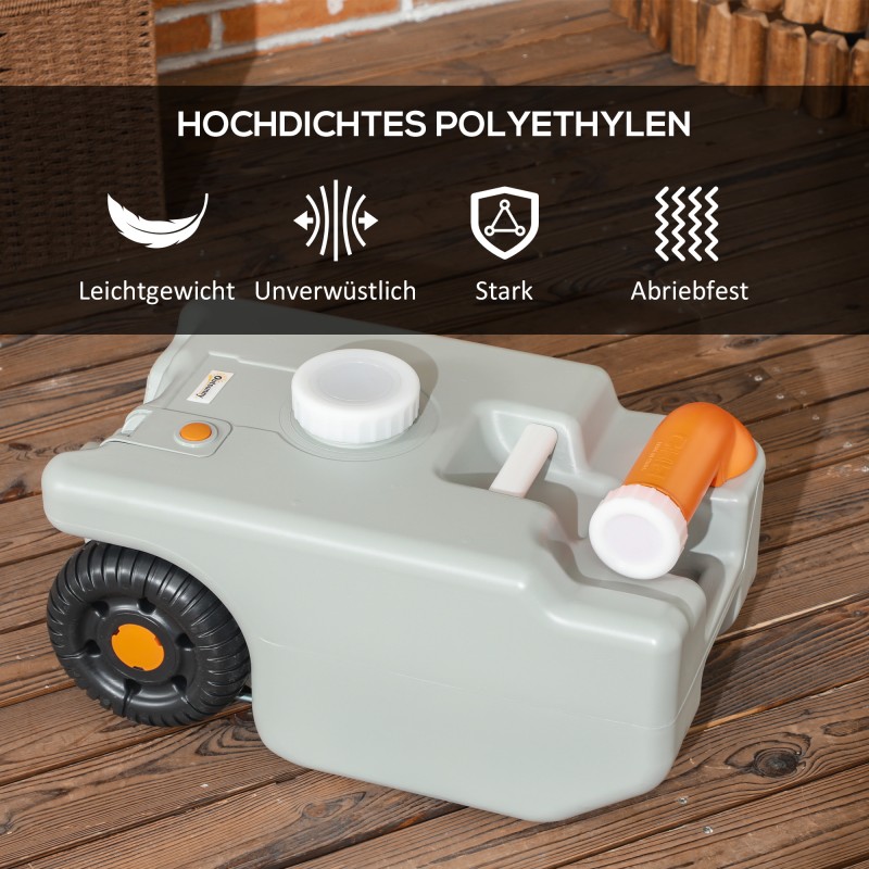Harmaavesisäiliö matkailuautoon HDPE 22 l, pyörillä, harmaa