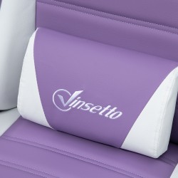 Pelituoli ergonominen keinonahka jalkatuella ja lanneliitetyynyllä violetti valkoinen