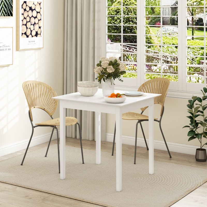 Ruokapöytä kahdelle, massiivimänty, 75 x 75 x 76 cm, valkoinen