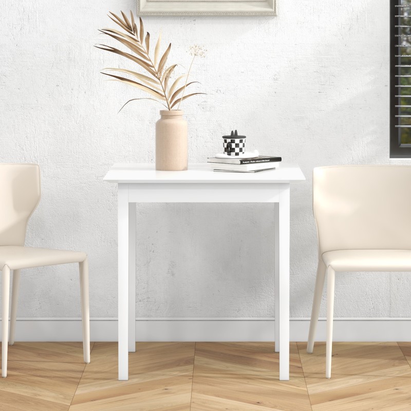 Ruokapöytä kahdelle, massiivimänty, 75 x 75 x 76 cm, valkoinen