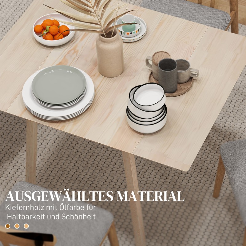 Taitettava ruokapöytä keittiöön, mäntypuu, 110 x 86 x 75 cm, luonnonpuu