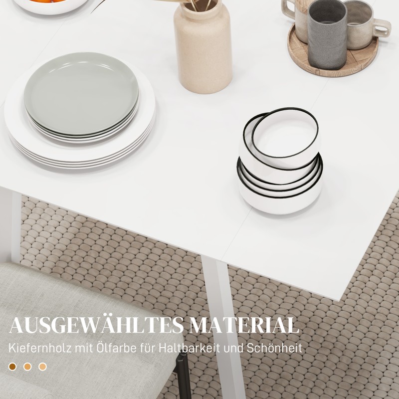 Taitettava ruokapöytä keittiöön, mäntypuu, 110 x 86 x 75 cm, valkoinen