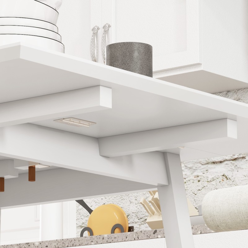 Taitettava ruokapöytä keittiöön, mäntypuu, 110 x 86 x 75 cm, valkoinen