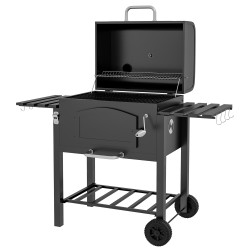 Hiiligrilli BBQ smoker säädettävä hiilitaso sivutasot 124 x 66 x 112 cm musta