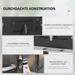 Hiiligrilli smoker BBQ-savustin, teräs, 113 x 65 x 108 cm, musta