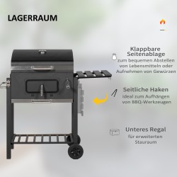 Hiiligrilli smoker BBQ-savustin, teräs, 113 x 65 x 108 cm, musta