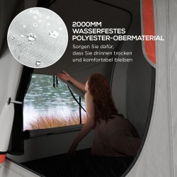 Autoteltta leiriytymiseen, 5–6 hengelle, polyesteri, 239 x 210 x 210 cm, harmaa/oranssi