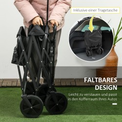 Kuljetusvaunu katoksella, taittuva, teräsrunko, 97x52x105 cm, 110 l, musta