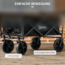 Kuljetusvaunu katoksella, taittuva, teräsrunko, 97x52x105 cm, 110 l, musta