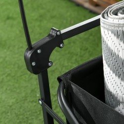 Kuljetusvaunu katoksella, taittuva, teräsrunko, 97x52x105 cm, 110 l, musta