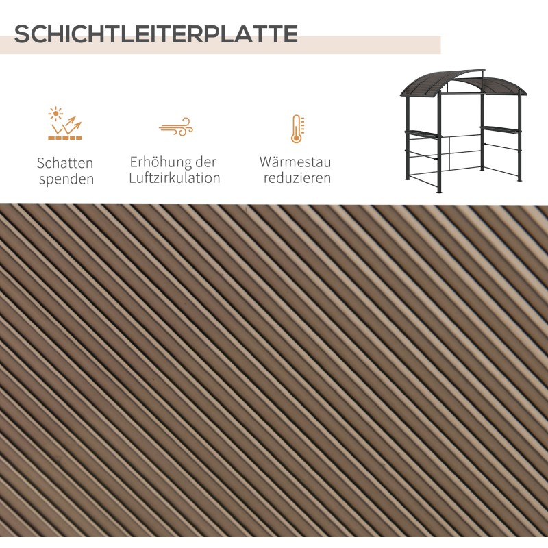 Grillikatos ulkokäyttöön, teräs ja PC, 240 x 150 x 230 cm, kellanruskea/tummanharmaa