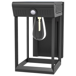 Aurinkokäyttöinen ulkoseinävalaisin liikeanturilla roiskevesisuojattu 14 x 24 x 24 cm musta