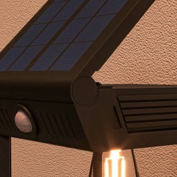 Aurinkokäyttöinen ulkoseinävalaisin liikeanturilla, roiskevesisuojattu, 14 x 24 x 24 cm, musta