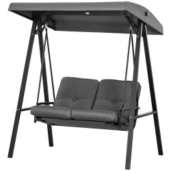 Pihakeinu 2 hengen teräsrunko ja säädettävä katos 145 x 116 x 172 cm tummanharmaa