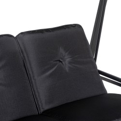 Puutarhakeinu 2 hengen teräsrunko 145 x 116 x 172 cm säädettävä katos musta kantavuus 220 kg