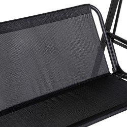 Puutarhakeinu 2 hengen teräsrunko 145 x 116 x 172 cm säädettävä katos musta kantavuus 220 kg