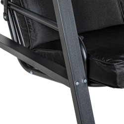 Puutarhakeinu 2 hengen teräsrunko 145 x 116 x 172 cm säädettävä katos musta kantavuus 220 kg