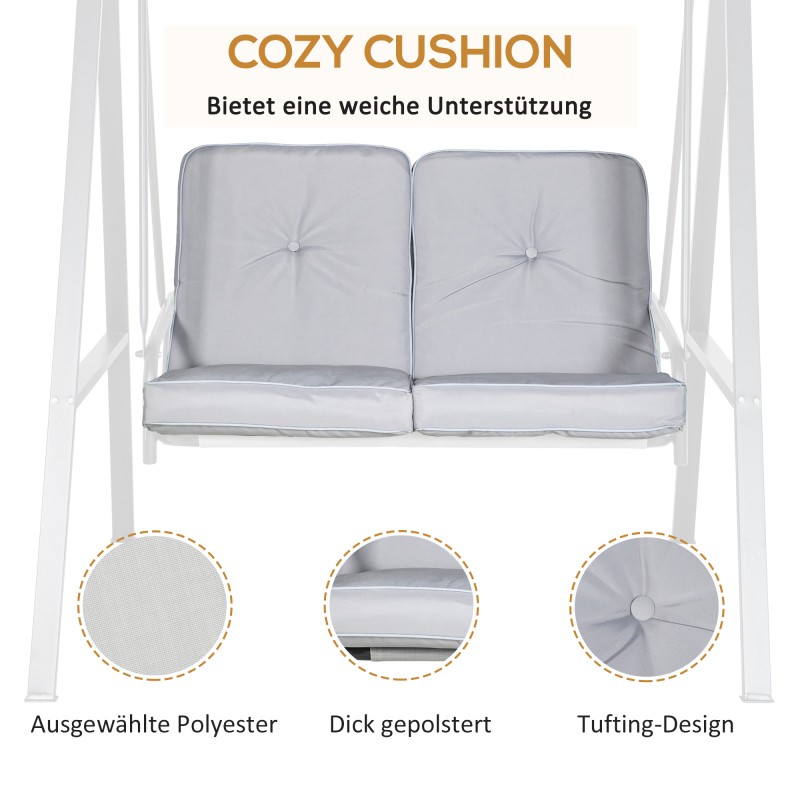 Pihakeinu 2 hengen, teräsrunko, säädettävä katos, 145 x 116 x 172 cm, 220 kg, harmaa