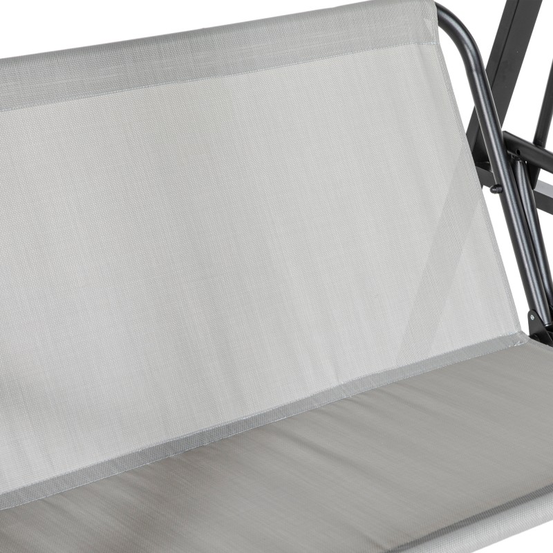 Pihakeinu 2 hengen, teräsrunko, säädettävä katos, 145 x 116 x 172 cm, 220 kg, harmaa