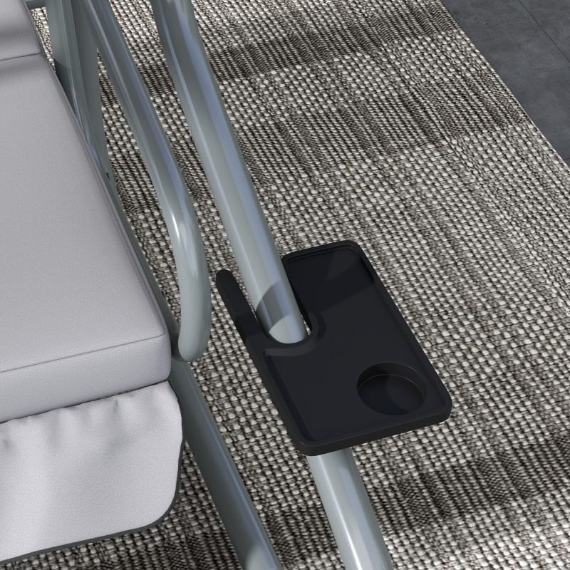 Puutarhakeinu 2-in-1 lepotasolla, teräs, 200 x 120 x 164 cm, max 340 kg, harmaa