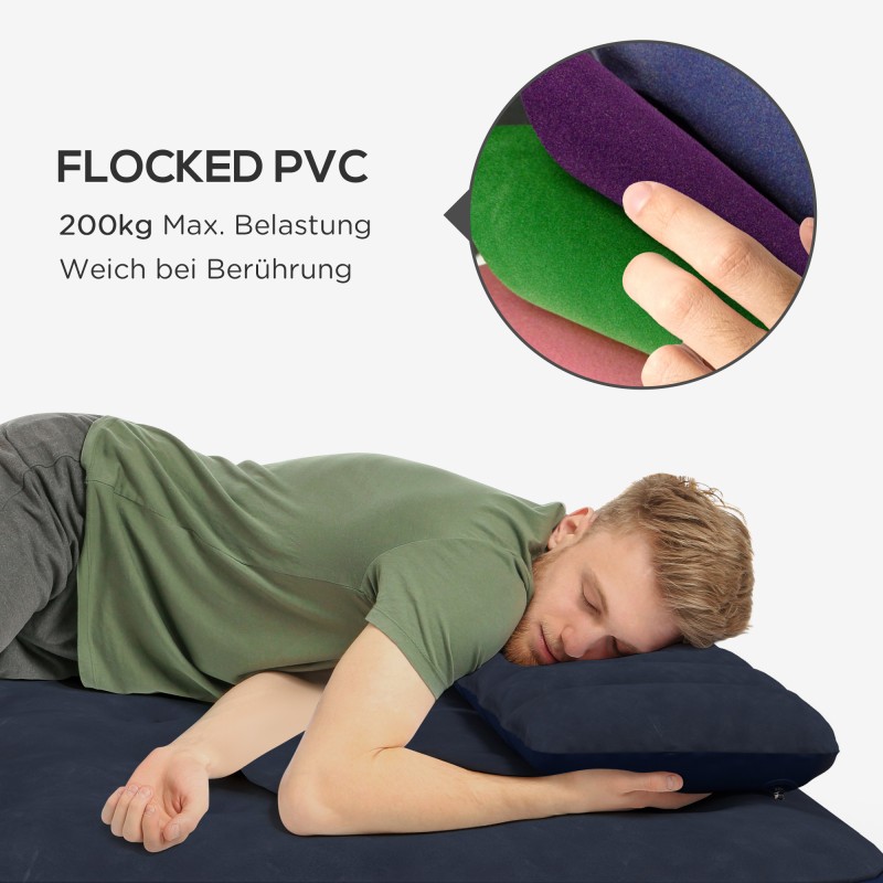 Kahden hengen ilmapatja käsipumpulla, PVC, 203 x 152 x 22 cm, sininen