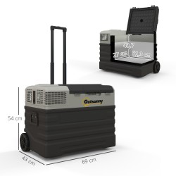 Auton kompressorikylmälaukku 56 l, -20–20 °C, 69 x 43 x 54 cm, musta/harmaa