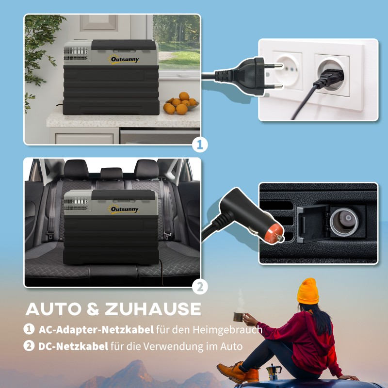 Auton kompressorikylmälaukku 56 l, -20–20 °C, 69 x 43 x 54 cm, musta/harmaa