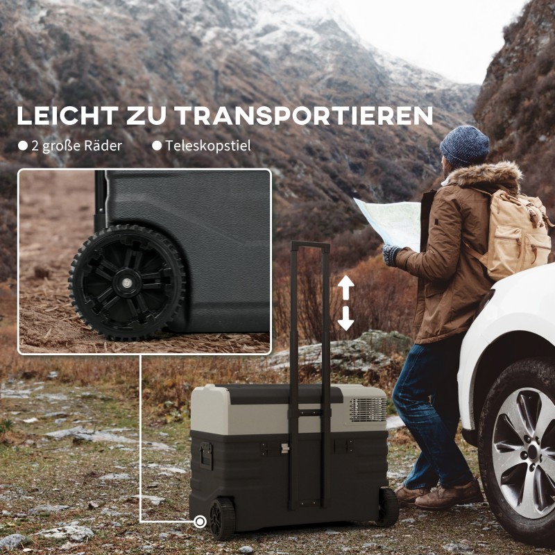 Auton kompressorikylmälaukku 56 l, -20–20 °C, 69 x 43 x 54 cm, musta/harmaa