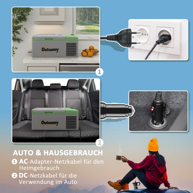 Kannettava autojääkaappi ja pakastin 16 L -20°C–10°C ECO/MAX 60x32x26 cm vihreä/harmaa