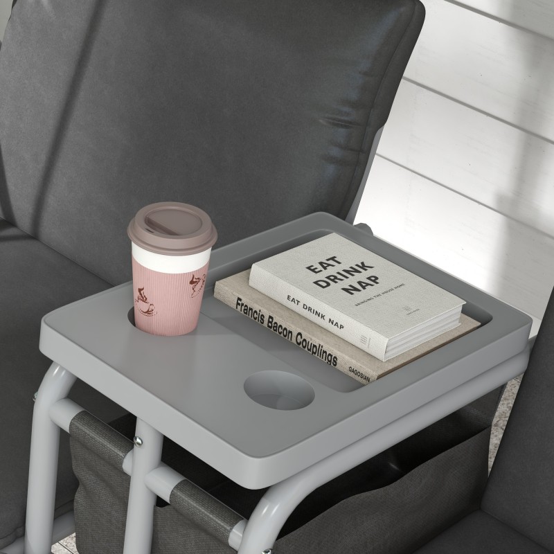 Puutarhakeinu 2 hengelle katoksella ja pöydällä, teräsrunko, 175x110x165 cm, musta