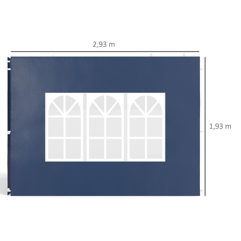 Paviljonki sivuseinät 2 kpl, PE, 293 x 193 cm, sopii 3x3 ja 3x6 m katoksiin, sininen