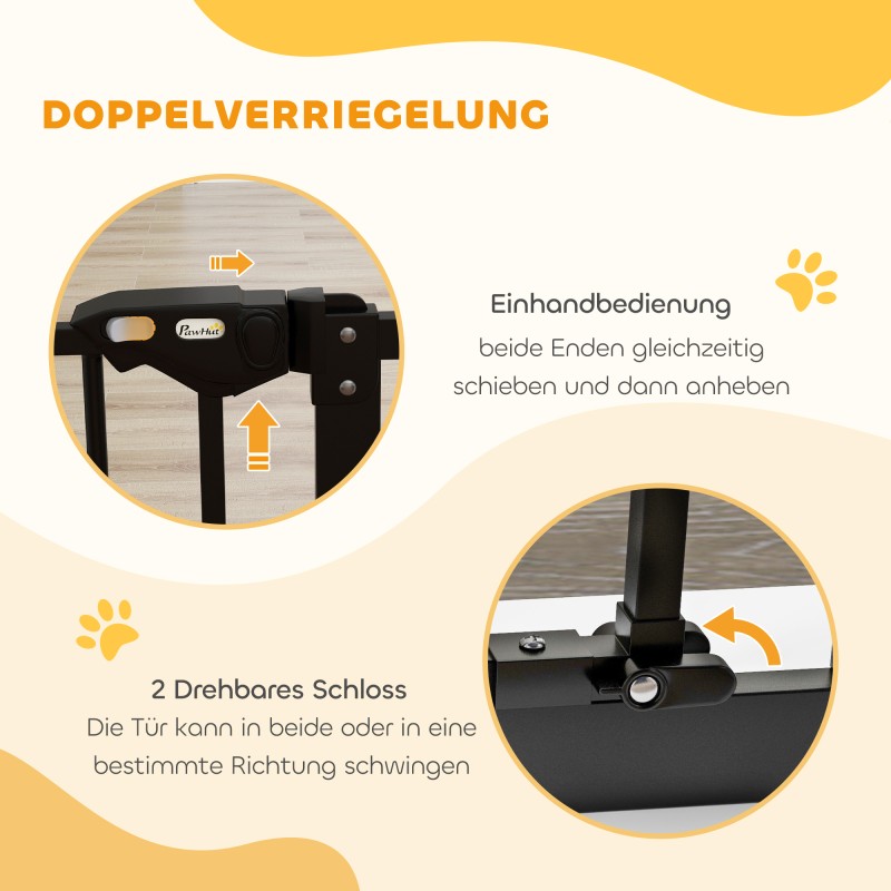 Lemmikkien turvaportti koirille, metalli/muovi, säädettävä 74–80 cm, musta