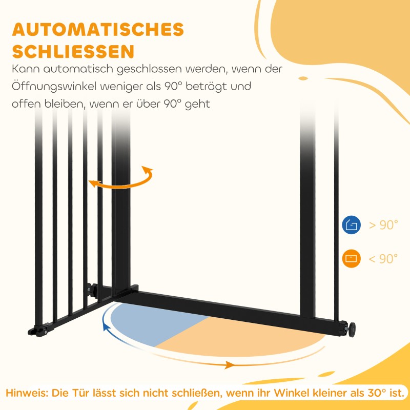 Lemmikkien turvaportti koirille, metalli/muovi, säädettävä 74–80 cm, musta