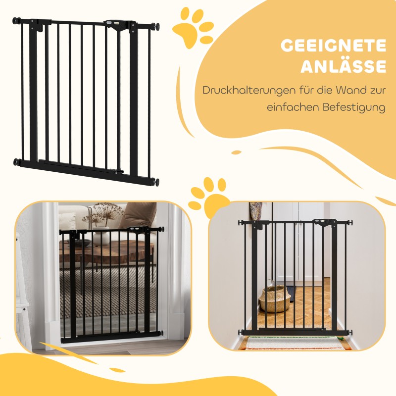 Lemmikkien turvaportti koirille, metalli/muovi, säädettävä 74–80 cm, musta