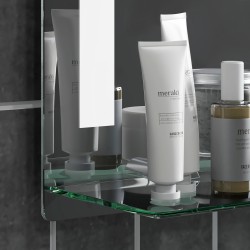 LED-kylpyhuoneen peili lasihyllyllä, karkaistu lasi/alumiini, 50 x 12 x 70 cm, hopea