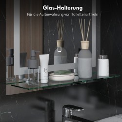 LED-kylpyhuoneen peili hyllyllä, himmennettävä, sumunesto, kosketuskytkin, 50 x 70 cm, hopea