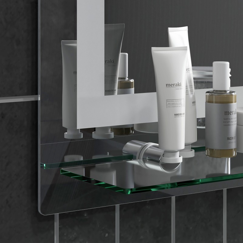 LED-kylpyhuoneen peili hyllyllä, himmennettävä, sumunesto, kosketuskytkin, 50 x 70 cm, hopea