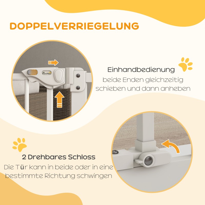 Lemmikkien turvaportti koirille, metalli ja muovi, 74–87 cm, valkoinen