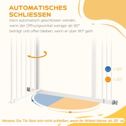 Lemmikkien turvaportti koirille, metalli ja muovi, 74–87 cm, valkoinen