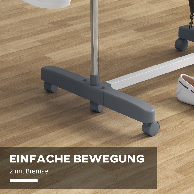 Kuivausteline vaatteille, monitasoinen, taittuva, ruostumaton teräs, 142 x 55 x 152 cm, harmaa